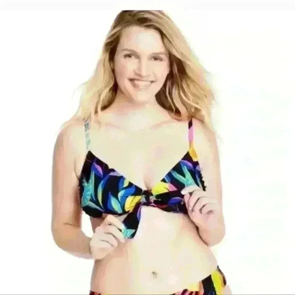 Tabitha Brown X Target Swim Multicolor Lemon Print Tye Front Bikini Top. 3/$30 - Picture 3 of 9